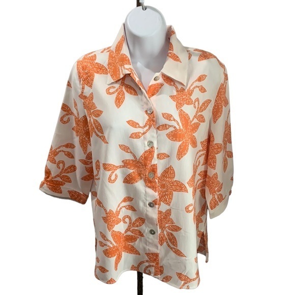 Drapers and Damon’s Women Floral Botton Down Short Sleeve Size Petite Small - Picture 1 of 7